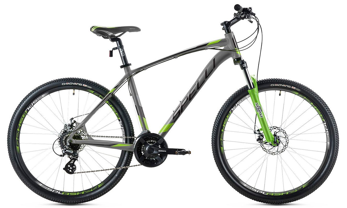 Фотография Велосипед Spelli SX-3700 27,5" (2020), рама M, Серо-зеленый